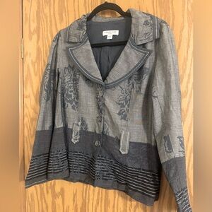 Cold water Creek Classic Jacket/ Blazer Chambray  Denim Look and Feel. Pattern